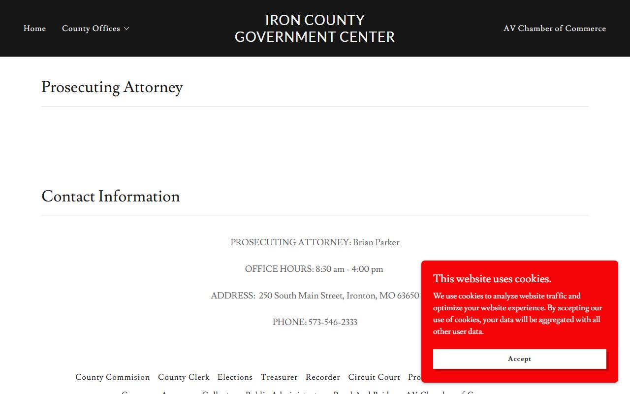 Iron County arrest records and court charges Prosecuting Attorney page