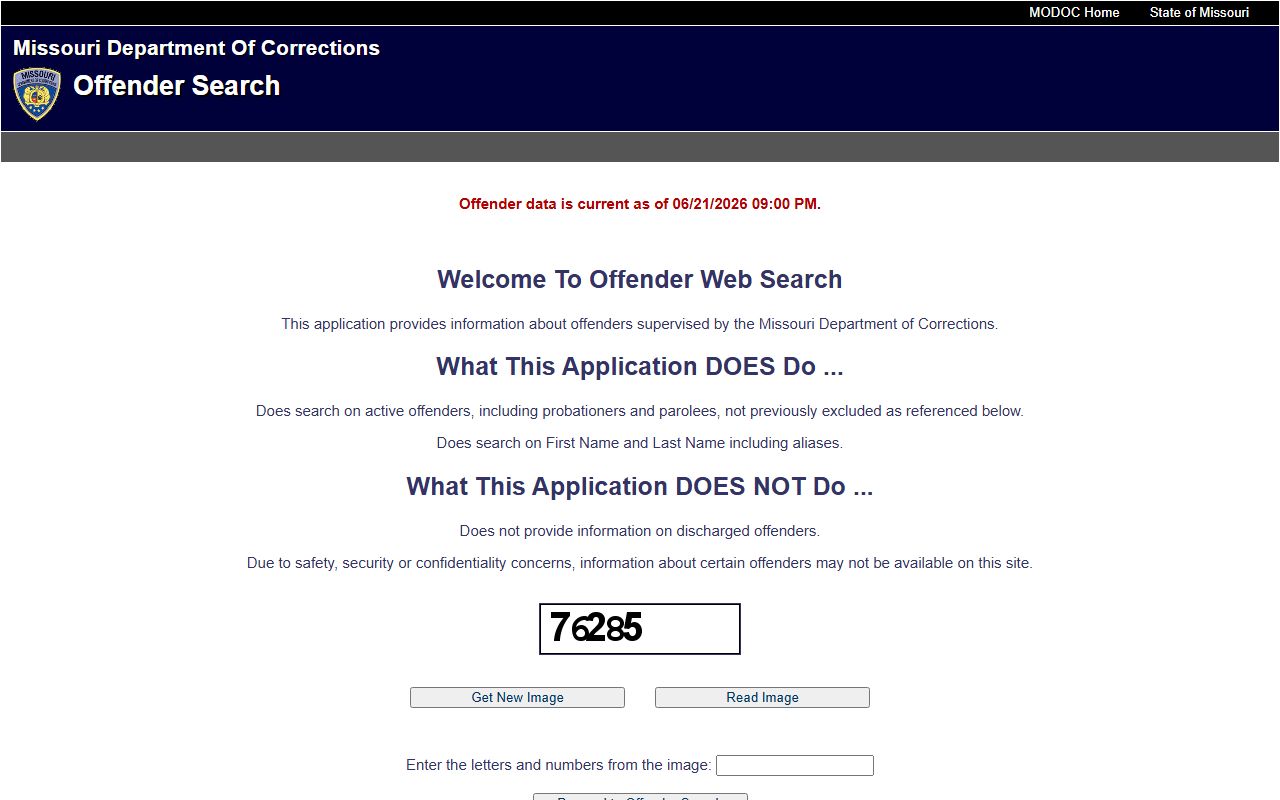 Iron County arrest records and court charges Missouri DOC offender search fallback