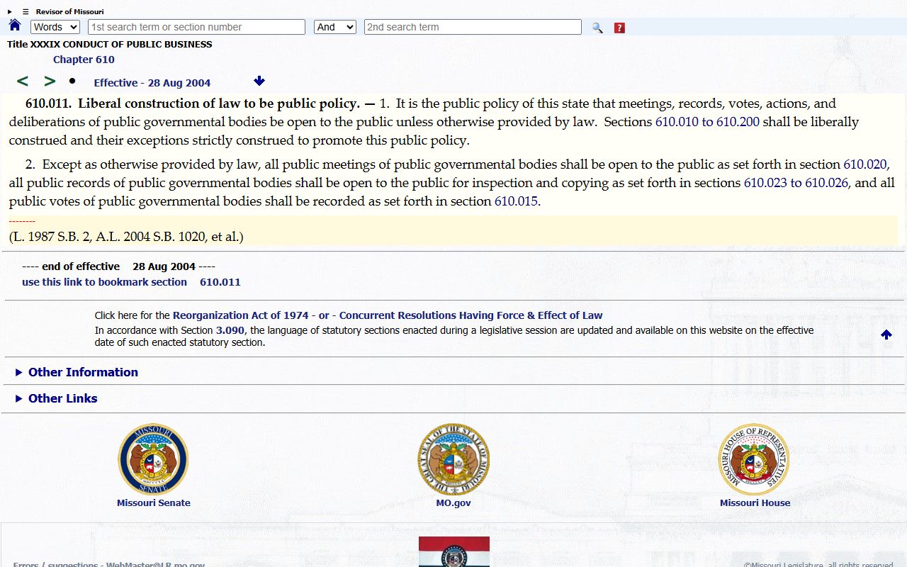Iron County court dockets Missouri Sunshine Law public records source