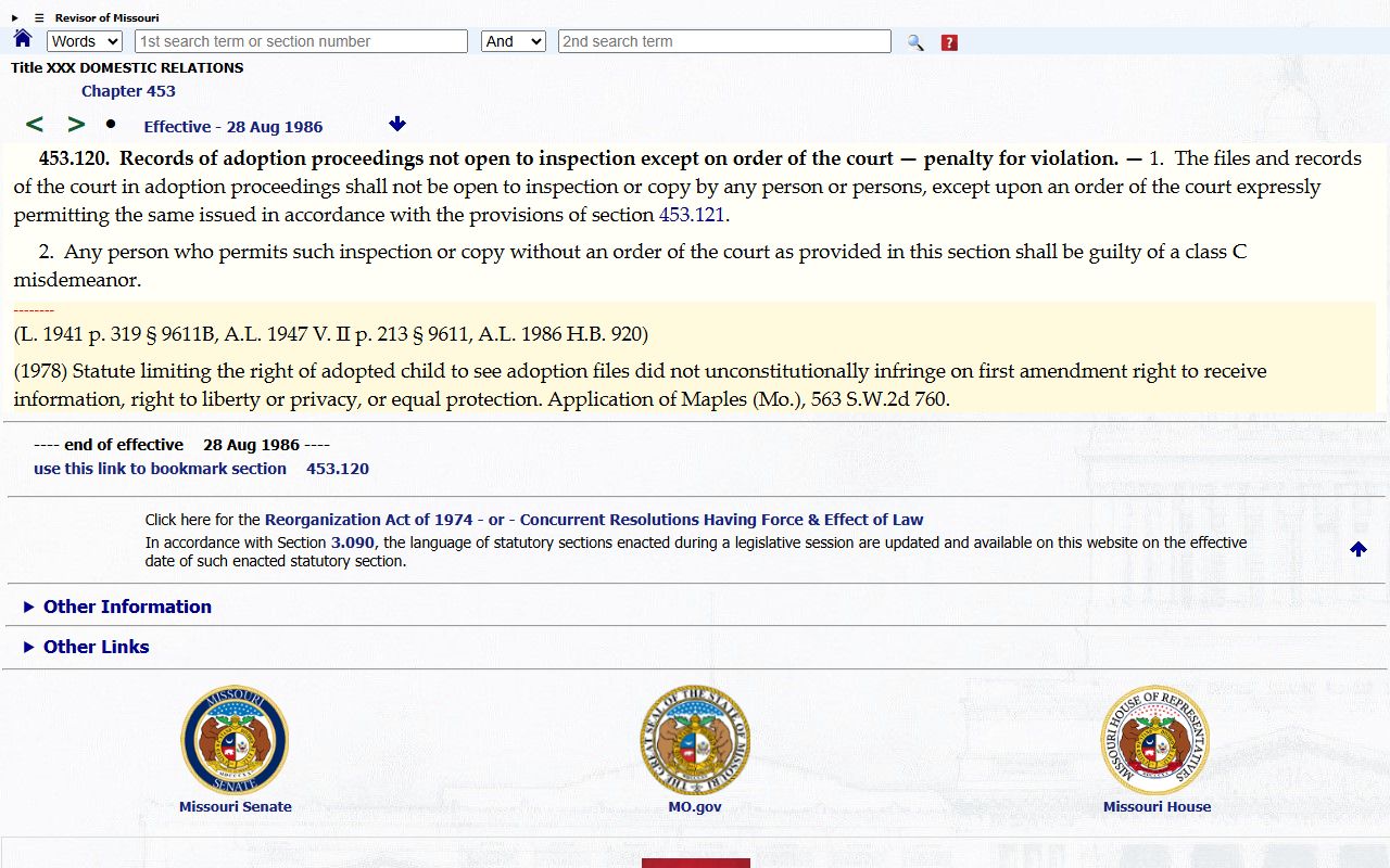 Iron County criminal court records adoption confidentiality statute