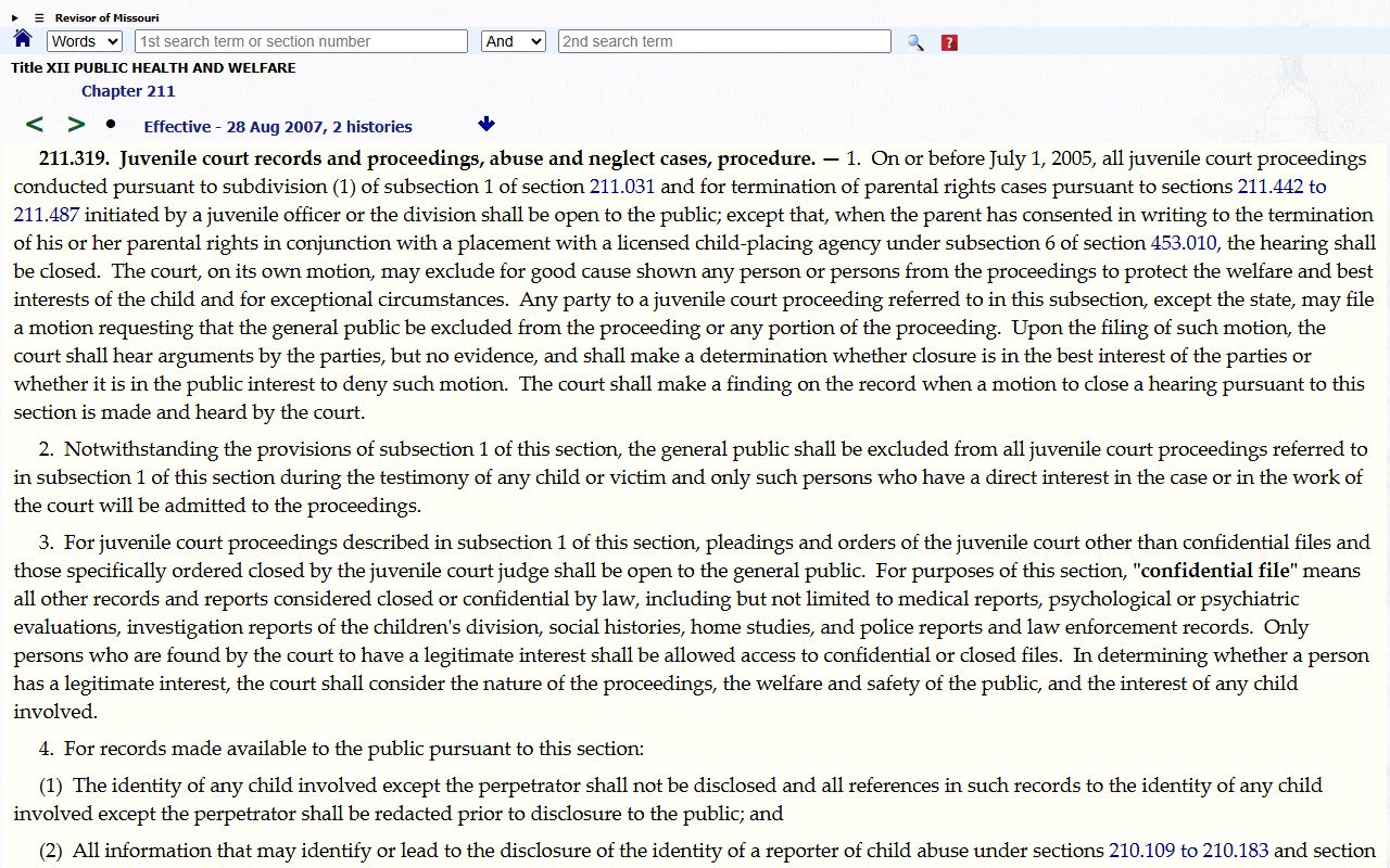 Iron County criminal court records juvenile confidentiality section