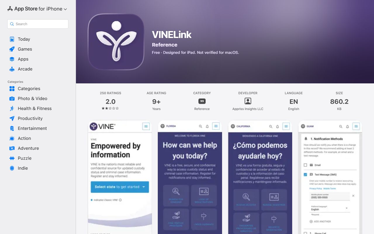 Iron County inmate search VINELink Apple app custody notification
