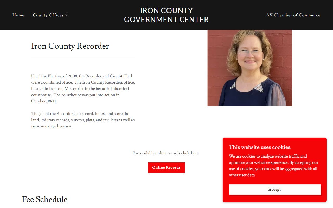Iron County marriage and divorce records Recorder of Deeds page